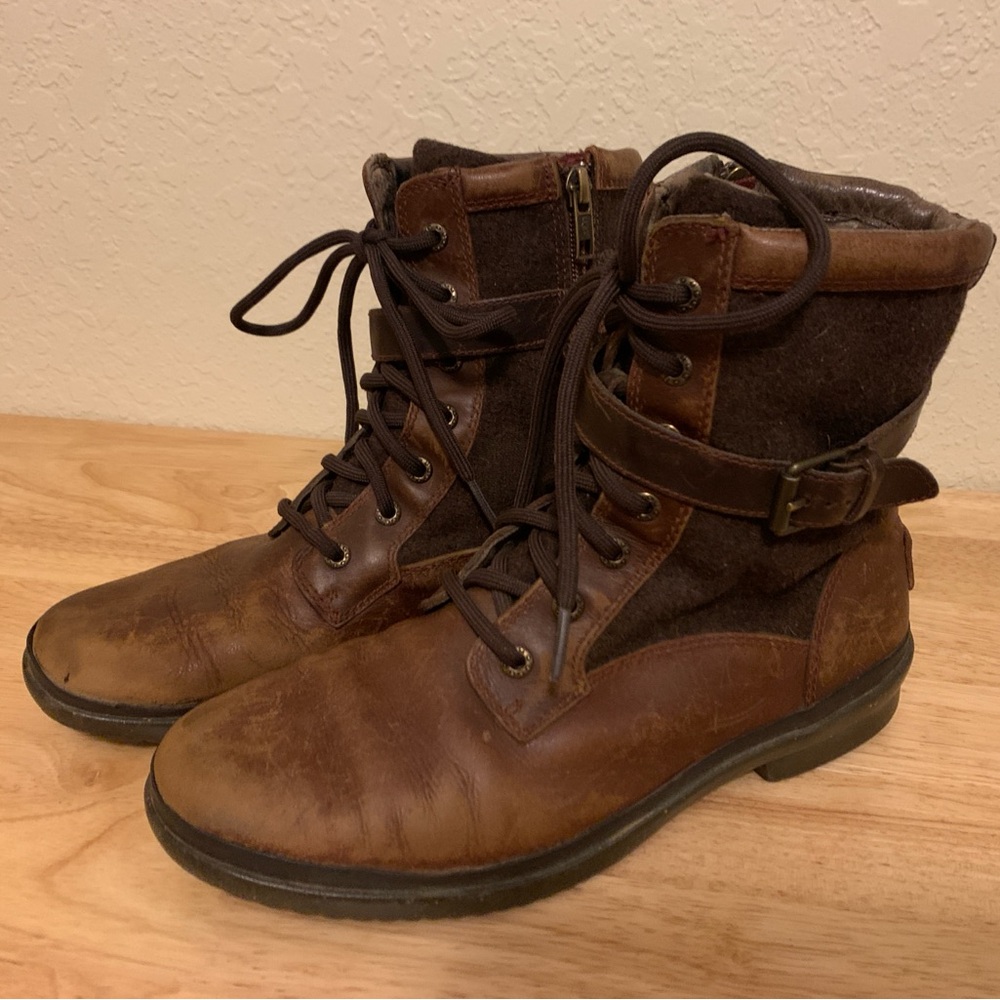 UGG Women’s Kesey Brown Leather Waterproof Winter Boots Size US 9.5